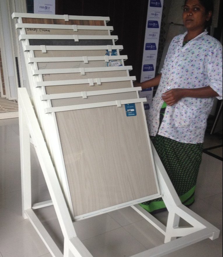 Powder Coated Black Tile Display unit, For Advertisement