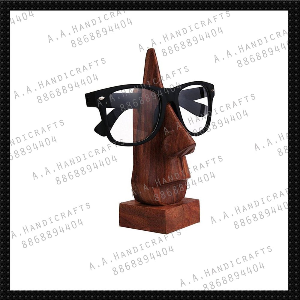 Brown / Black Handmade wood Wooden Goggle Stand, Size: 12 Inches