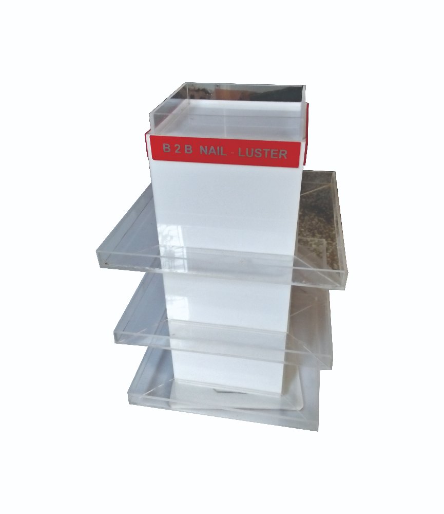Cuboid Revolving Nail Polish Acrylic Display Stand 3, Size: 8x8x13 Inch