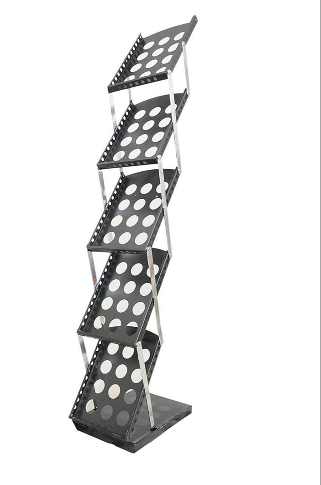 Brown / Black Rectangular Foldable Zig Zag Brochure Stand, For Display, Size: A4
