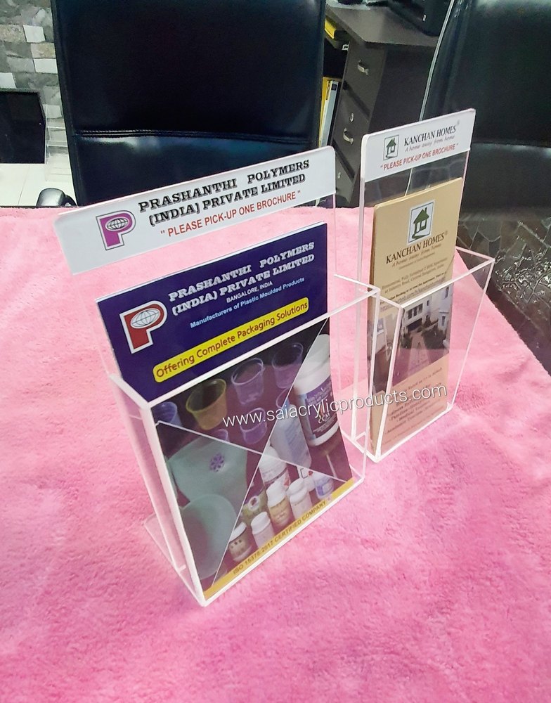 Rectangular Acrylic Brochure Holder For Hotel, Size: A 5 And A 6