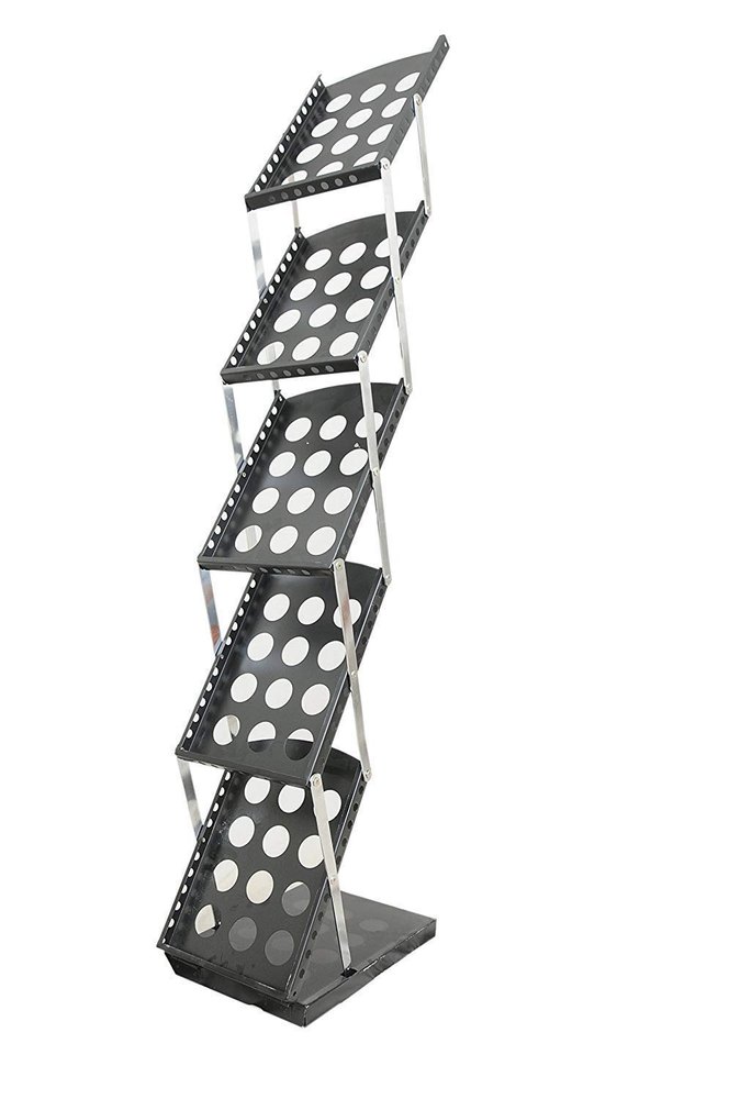 Metal Brown / Black Zig Zag Catalogue Stand, For Display, Size: 41.5x29.5x13 cm