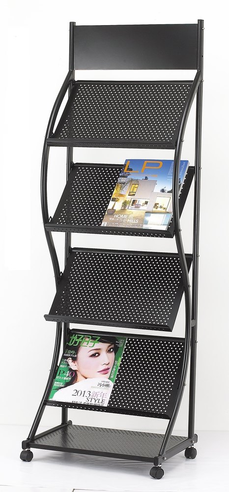 Black Metal Magazine Stand, For Office, Size (Dimensions in Length X Breadth X Height): 480x1450x340 Mm
