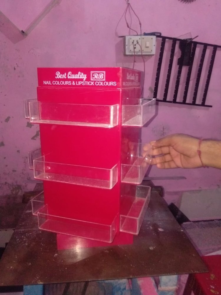 Table Top Acrylic Revolving Nail Paint Stand, For Promotional