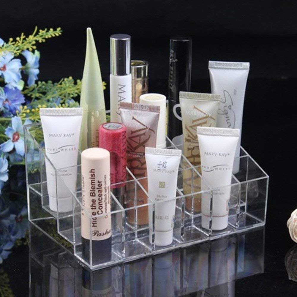 Cosmetic Lipstick Lip Gloss Nail Polish Shelf Stand Case Organizer 24 Grid Squares Holde