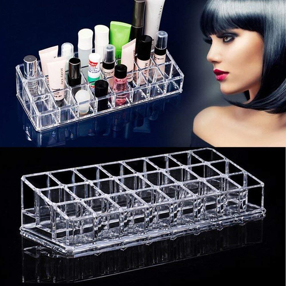 Modern 24-Grid Acrylic Makeup Lipstick Stand, Nail Paints Rack - Holder, For Home