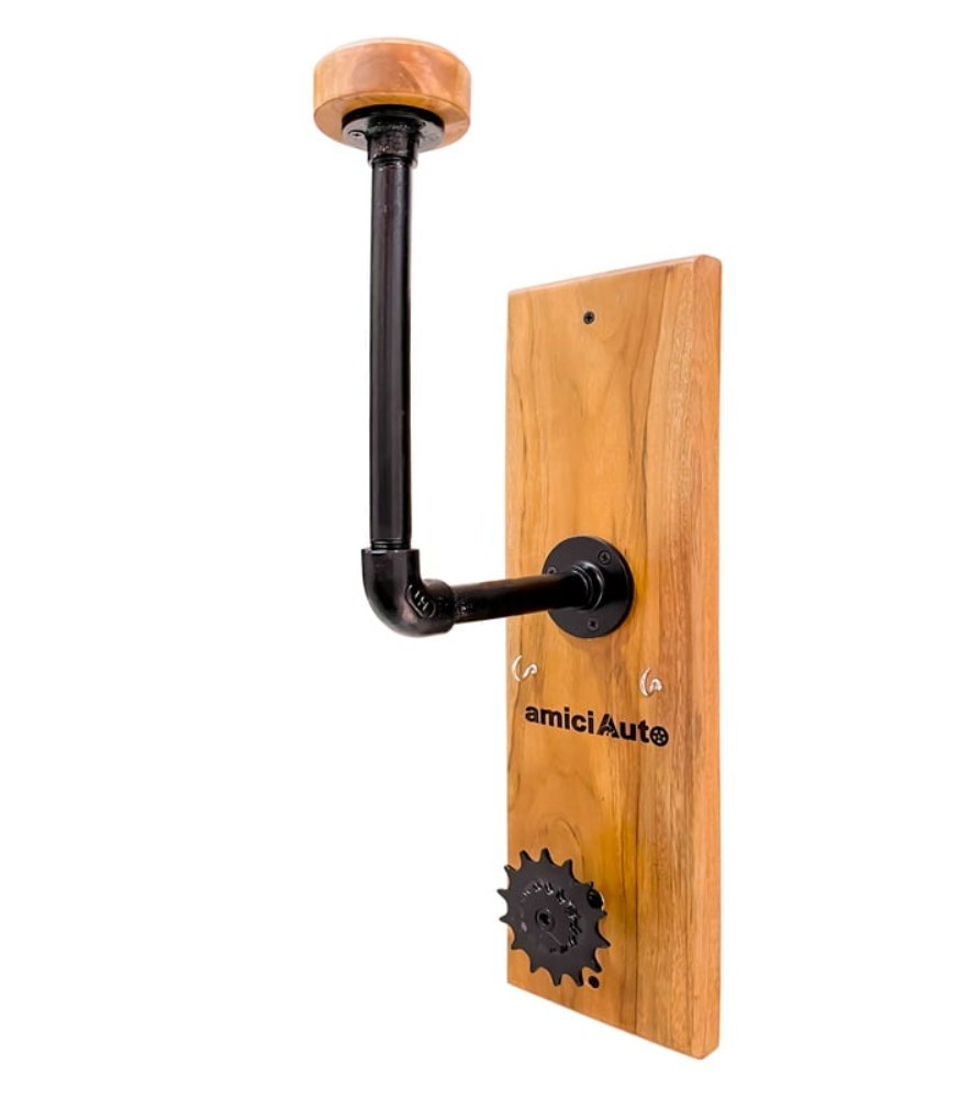 Teak Wooden Wall Mounted Helmet Stand
