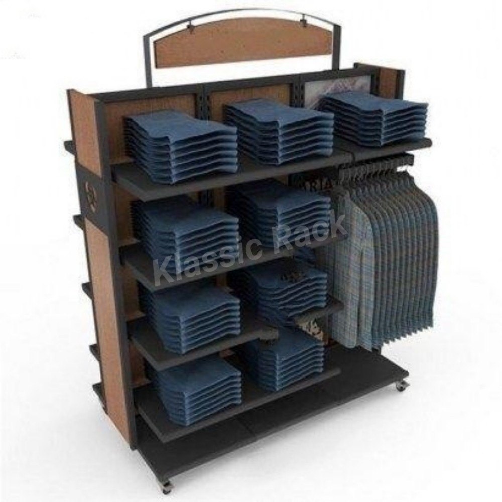 4.5-5.5 Feet Brown And Black Center Display Racks, For Showroom, 5 Shelves