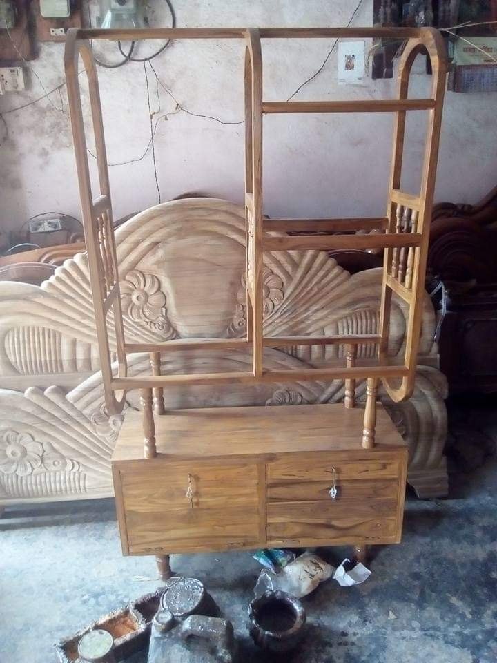 Brown Wooden Hanging Clothes Storage