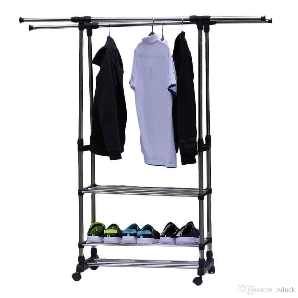 Free Standing Unit Stainless Steel Black Clothes Racks, For Showroom, Weight: 20-25kg
