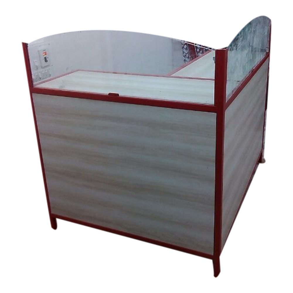 White and Red Rectangular Wooden Shop Counter