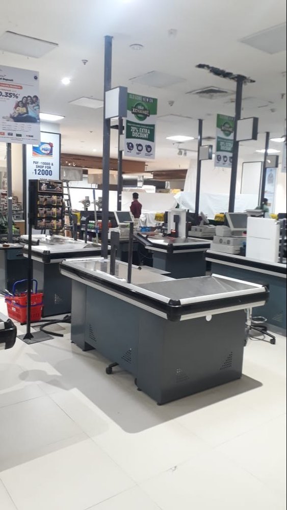 SS, Wood, Glass Store Billing Desk, For Supermarket