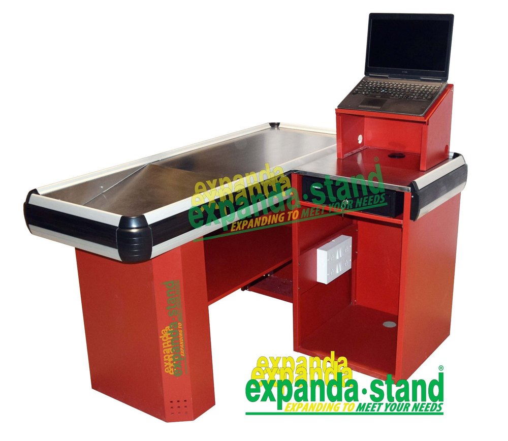Cash Counter Red Counters For Shop, For Supermarket, Size: 1500x1100x850 Mm