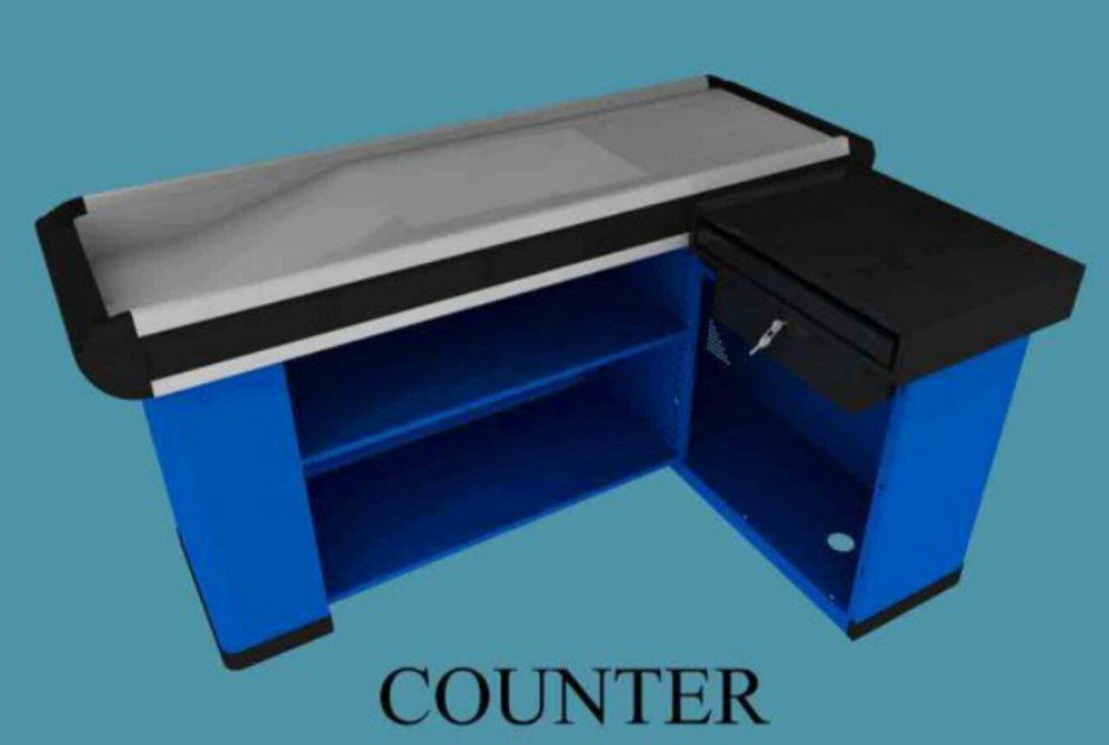 Mild Steel White Checkout Cash Counter