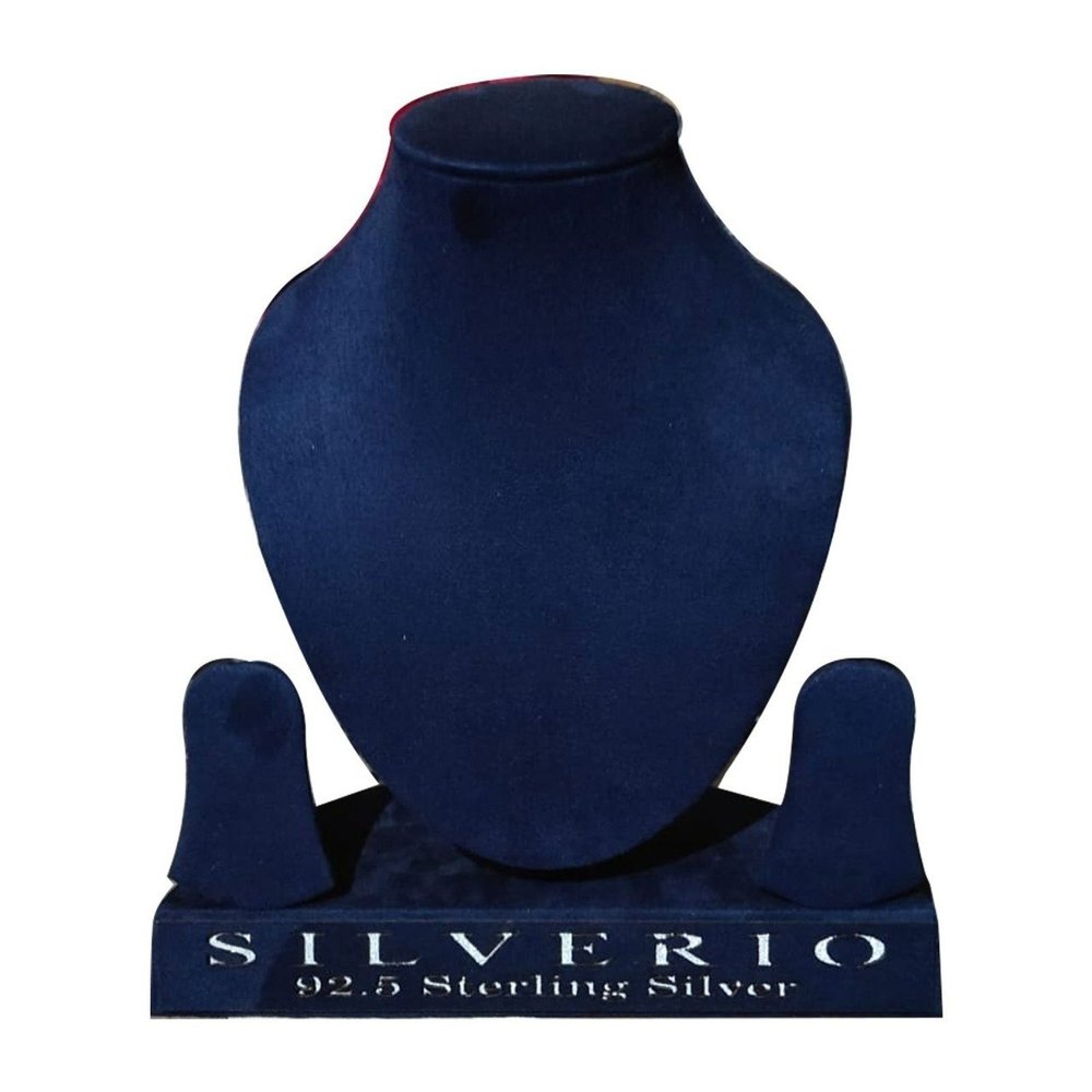 Blue Wooden Necklace Display Stand, Outer Material: Velvet