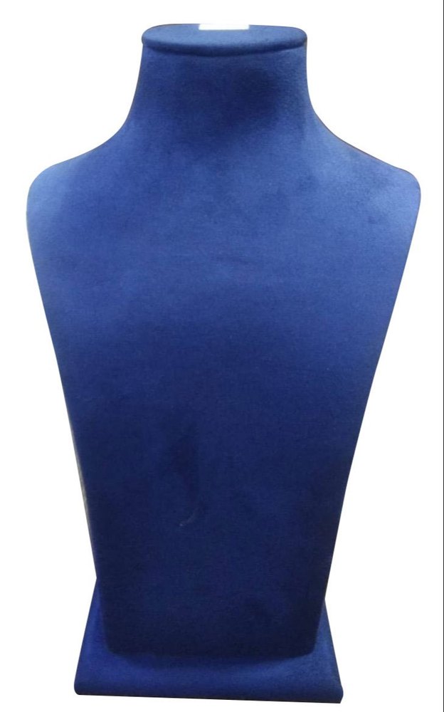 Blue Wooden Necklace Display Stand, Outer Material: Suede