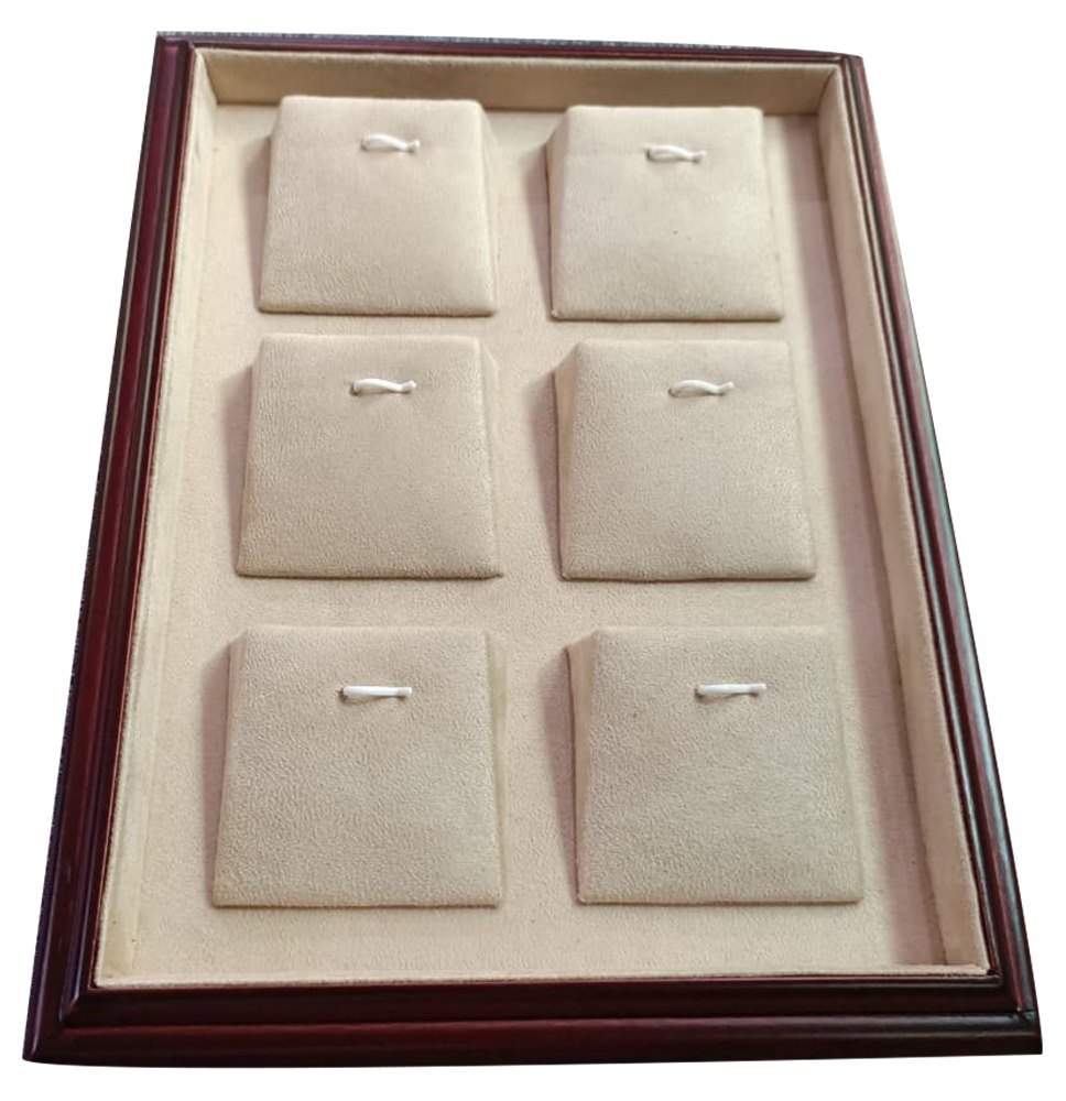 Wooden 6 Ring Display Tray, Outer Material: Velvet