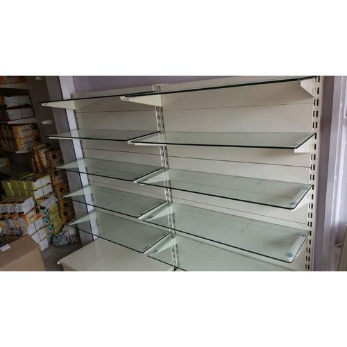 Mild Steel and Glass Open Storage Glass Supermarket Storage Rack