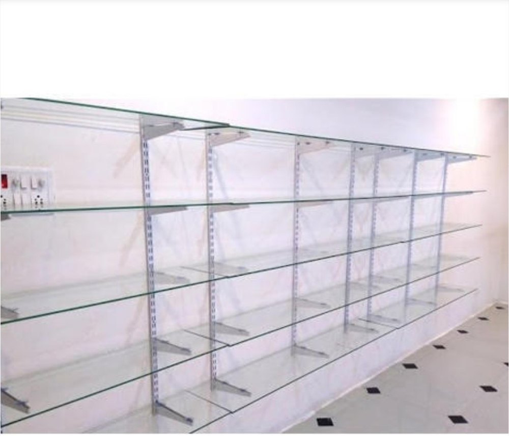 Sri Vaishnavi Transparent Glass Storage Rack, For Supermarket, Size: 10 mm Thickness