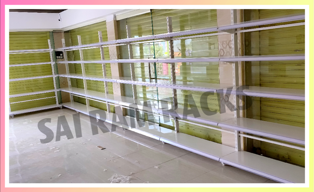 POWDER COATED Mild Steel Glass Side Racks, For Supermarket, Open Storage
