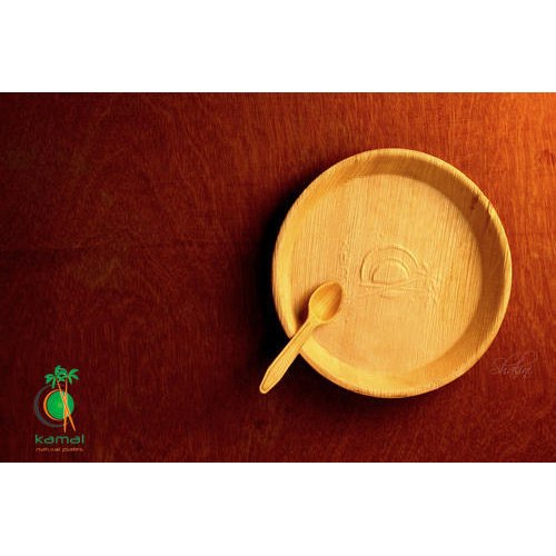 Brown 11 Inch Areca Leaf Plate, Shape: Round