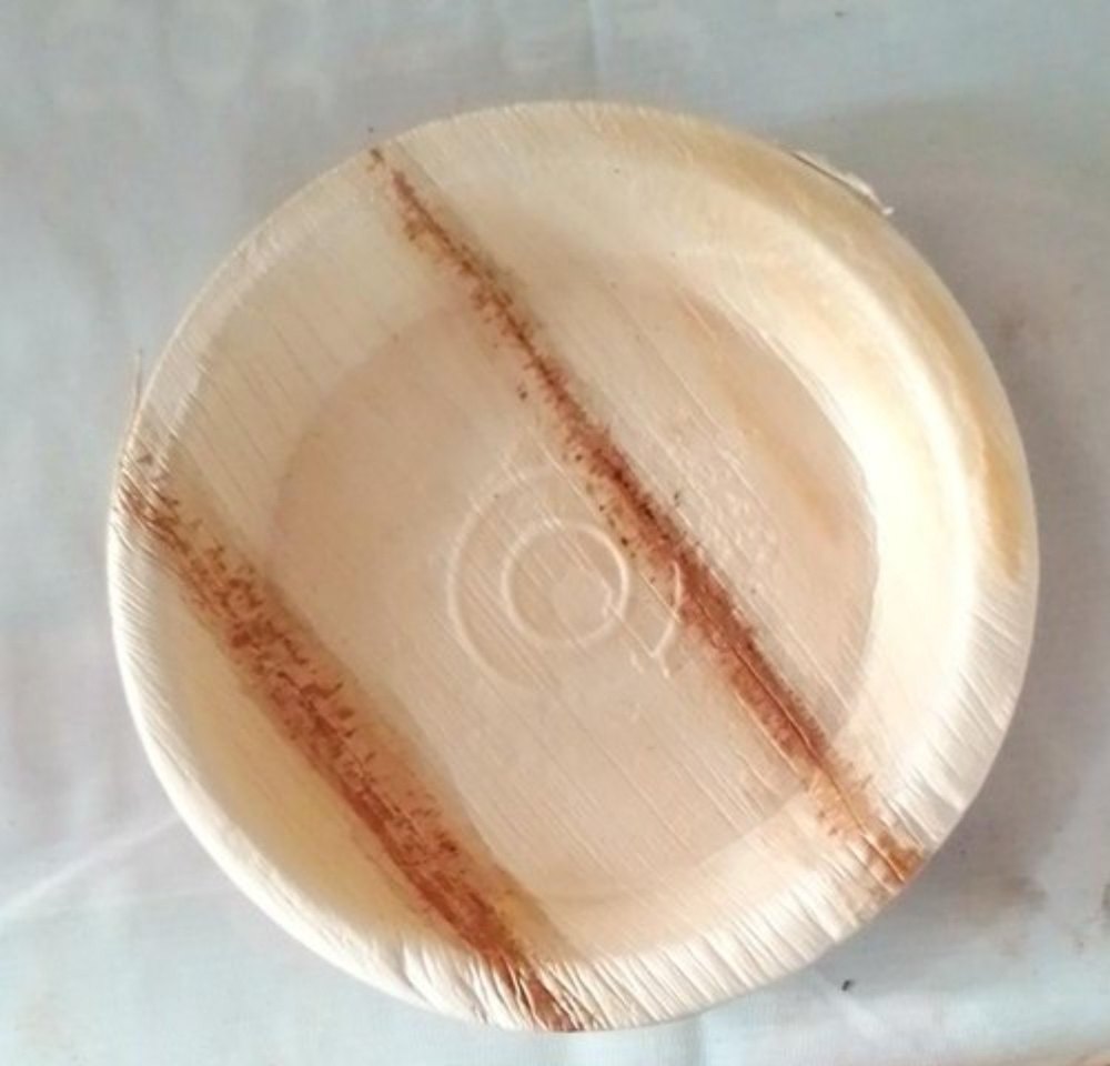 Brown Round Areca Leaf Plate, For Utility Dishes, Size: 8 Inch