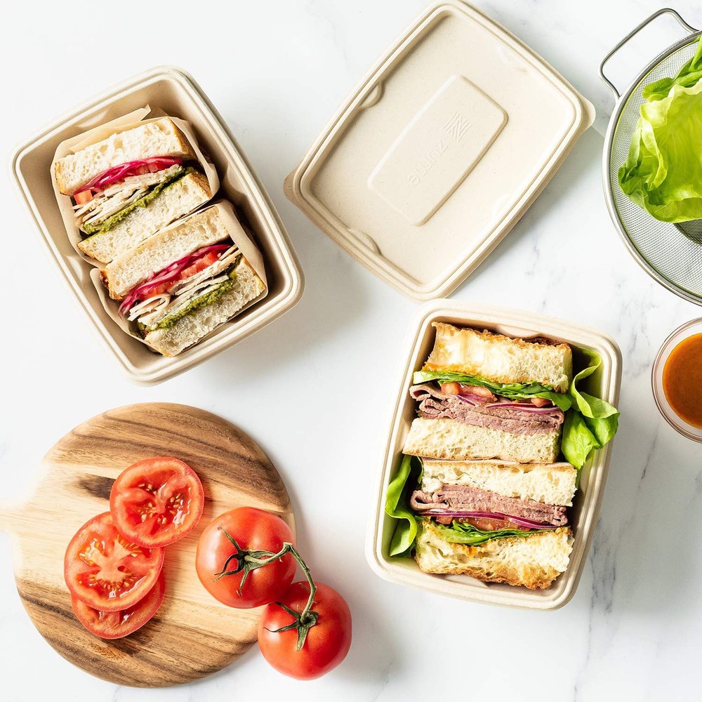 Bagasse Rectangle Containers with Lids