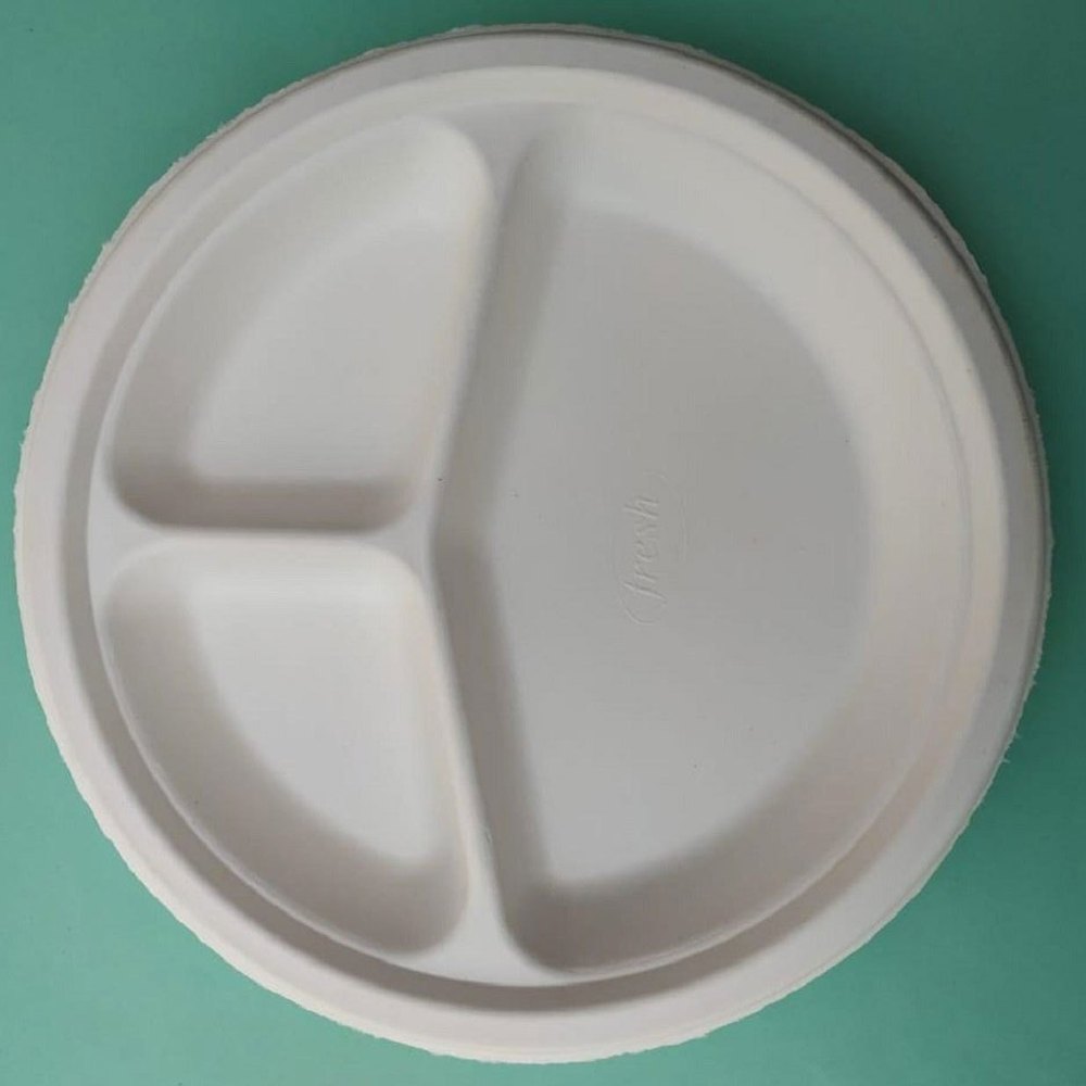White Round Disposable Thermocol Plate, Paper GSM: 120, Size: 11inch