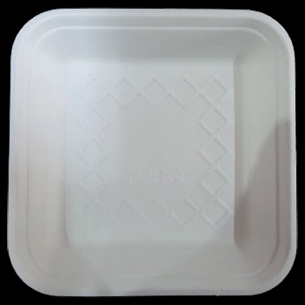 White Plain Square Biodegradable Thermocol Plate, For Restaurant