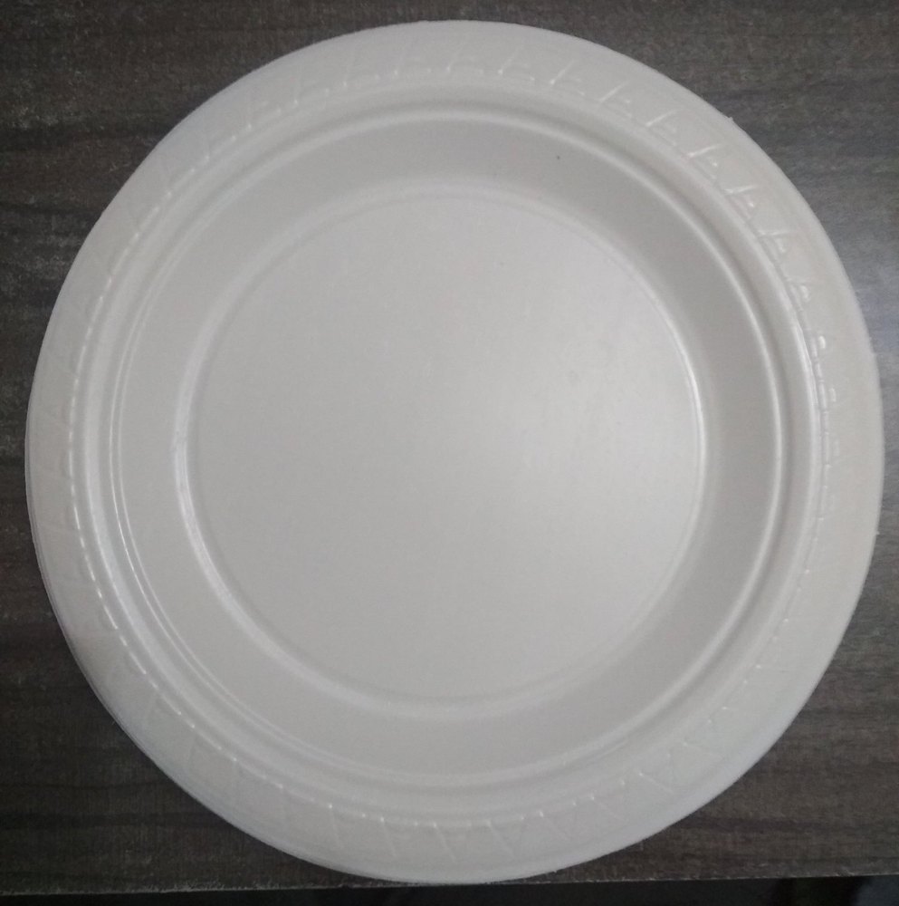 White Round 9 Inch Plastic Disposable Plate, Paper GSM: 200 Gsm