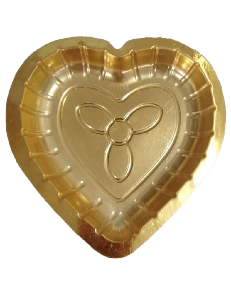 Disposable Heart Shape Plastic Golden Plate, Size: 6inch