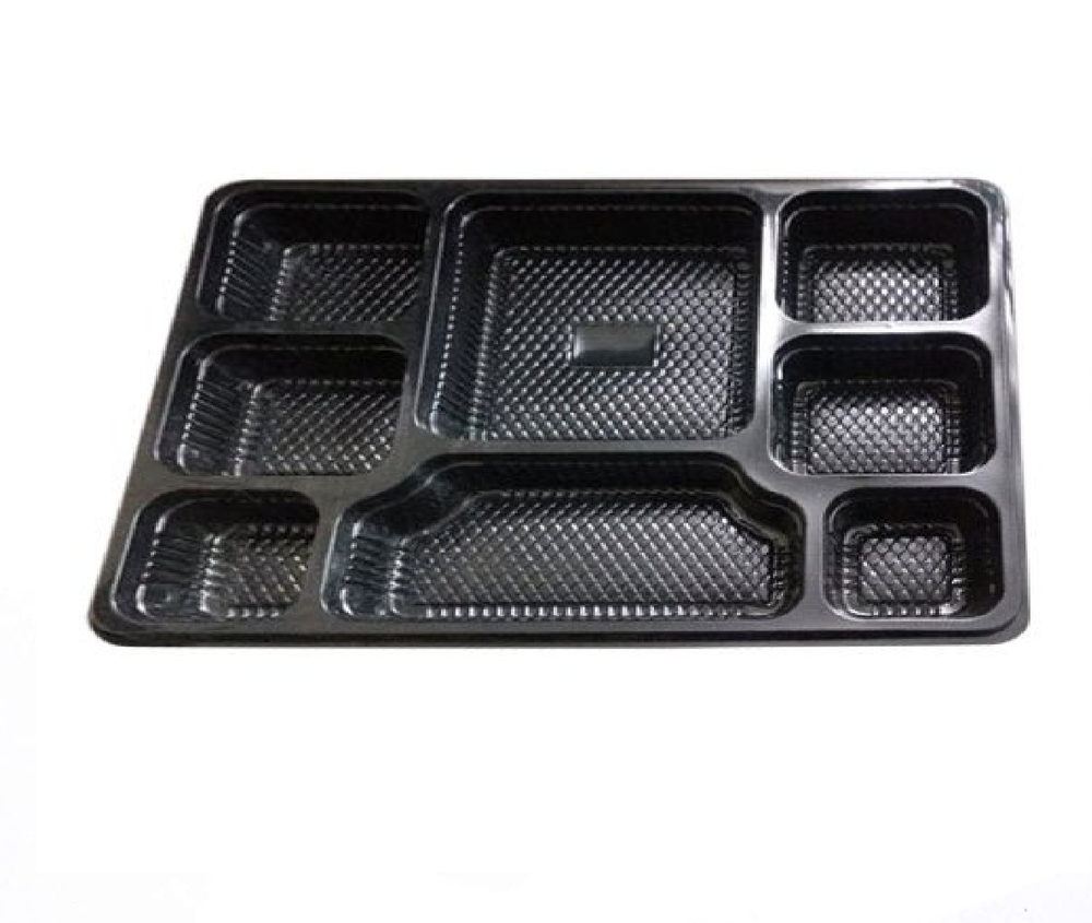 Black Rectangular Disposable Plastic Plate, Size: 10X9inch
