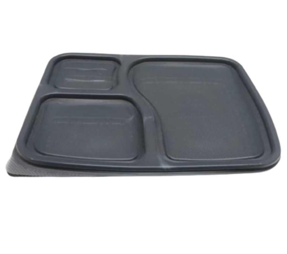 Brown Rectangular Black Disposable Plastic Plate