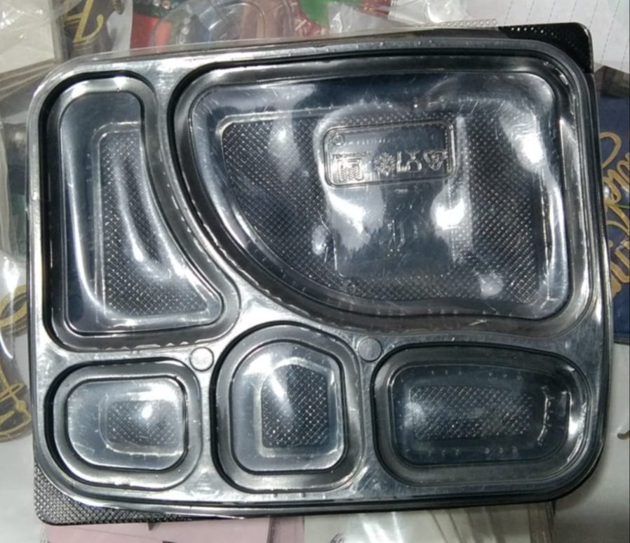Black disposable plastic food plate