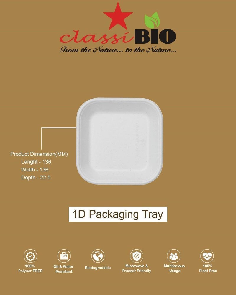 Packing Tray 1D Bleached Sugarcane Bagasse Biodegradable Disposable For Event and Party Supplies