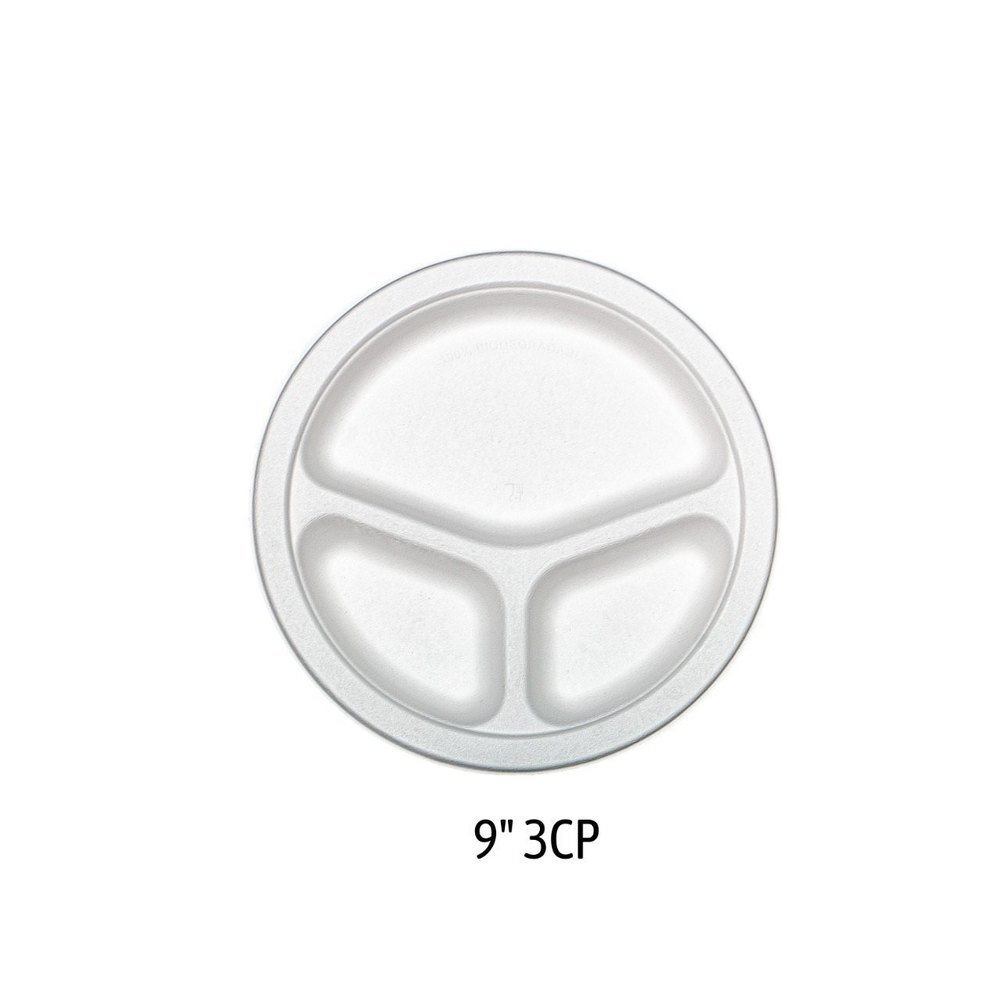 9 3CP Bagasse Round Plate