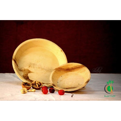 Brown Areca Leaf Plate, Shape: Round