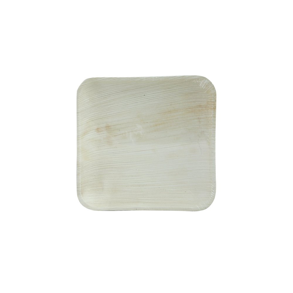 Brown 8x8 Inch Square Areca Leaf Plate, For Event and Party Supplies
