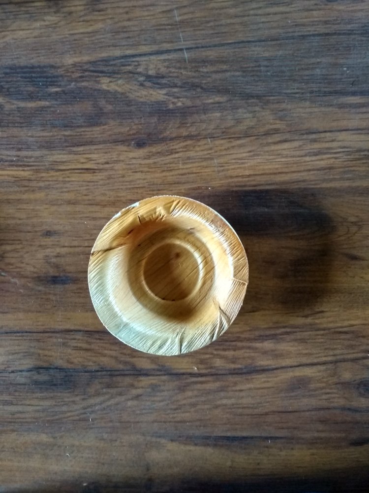 Brown Round Areca Leaf Bowl(dona), For Event and Party Supplies, Size: 4 Inch