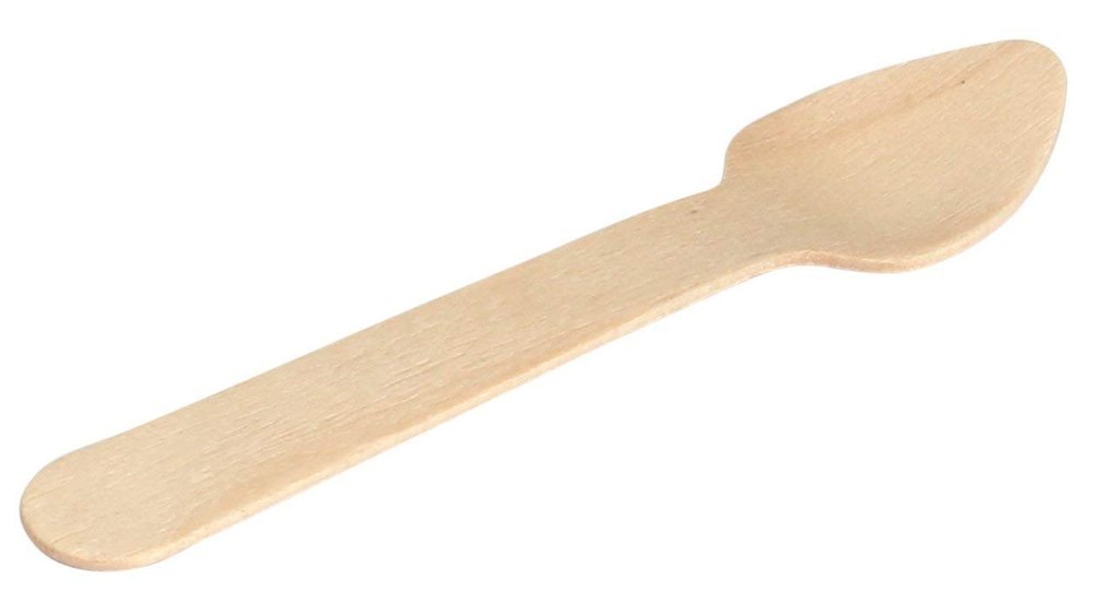 100 birchwood Somani Disposable Wooden Spoon Oval end 110 mm, For Restaurant