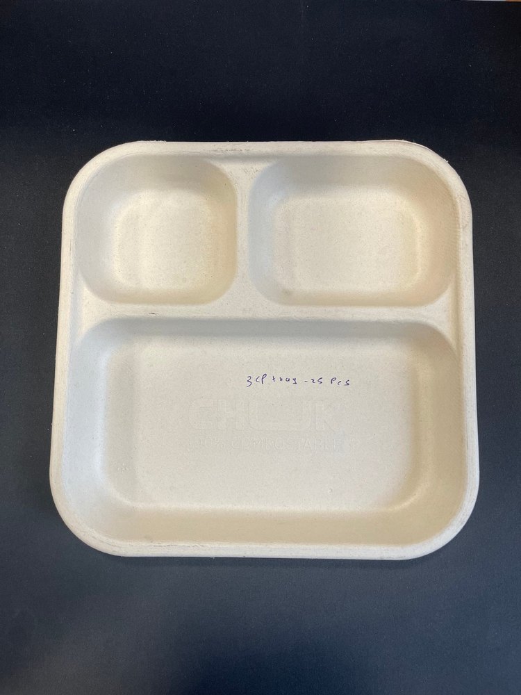 3 Compartment Disposable Bagasse Plate