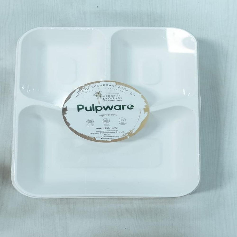 3 Compartment Pulpware Rectangular Plate