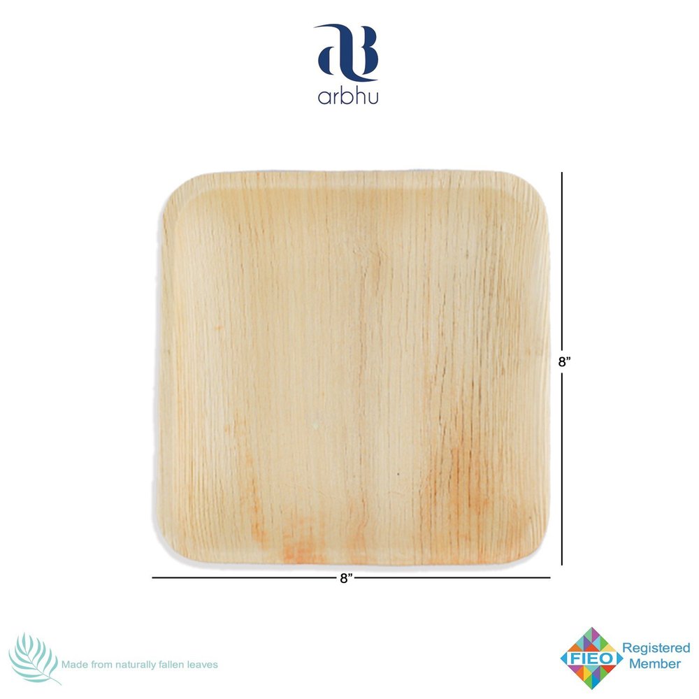 Disposable Biodegradable Natural Eco friendly Areca Palm Leaf 8 inch Square Plates