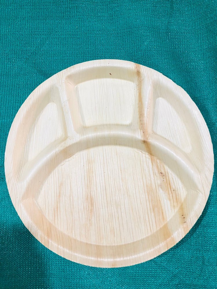 4 Partition Round Areca Palm Leaf Plate