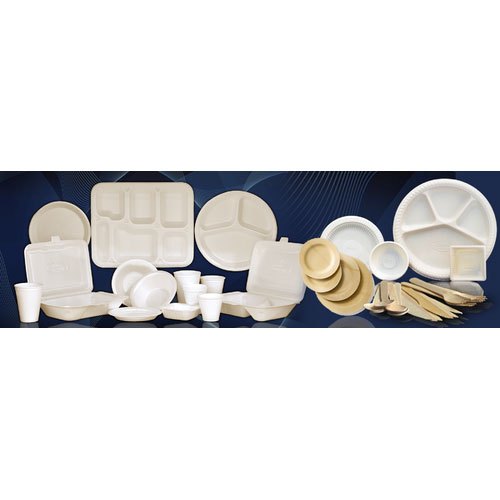 White Plain Disposable Crockery plates bowls glasses, 20 - 25 Micron, Size: 7 Inch, 9 Inch