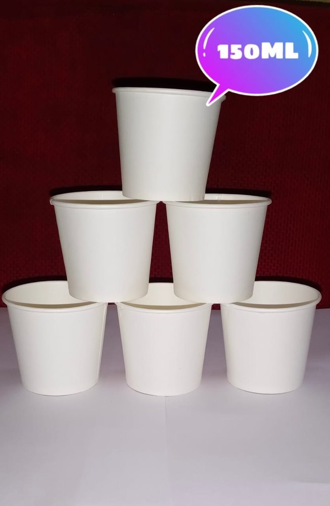 White 150 ml Disposable Plain Paper Glass