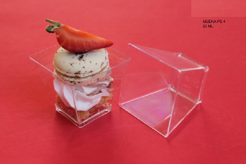 Transparent Plastic Mita PS 4 Mousse Cup ( PS4) Dessert Cup, Packaging Type: Box, Size: 50ML