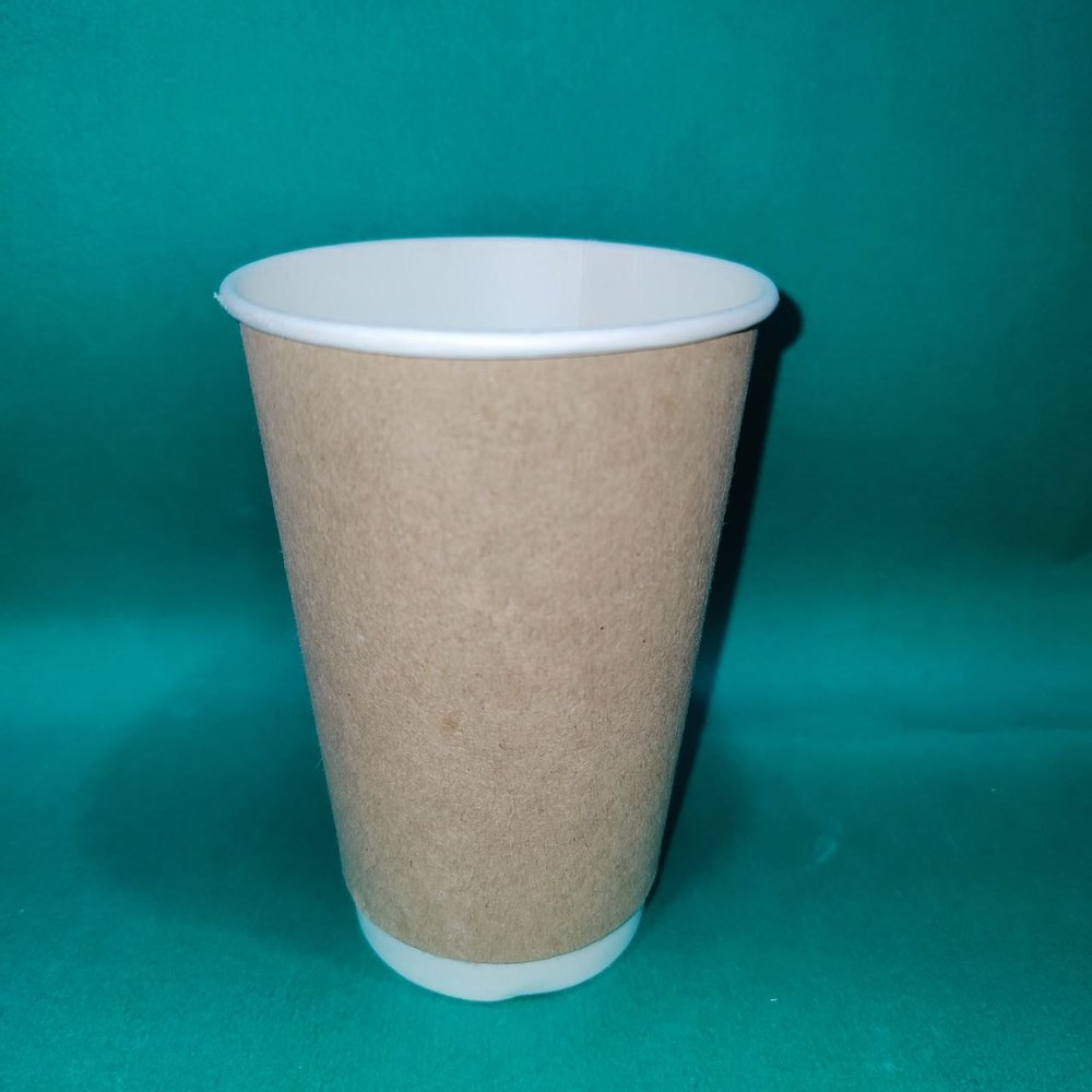 Food Paper Glass 480 ML White + Kraft Glass( Double wall)