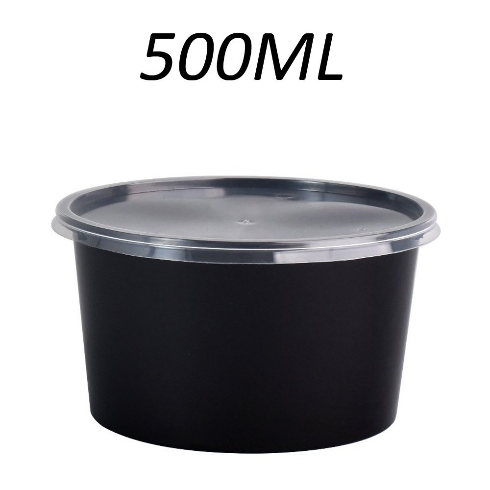 Black Round 500 XL Disposable Plastic Food Container, Packaging Type: Box