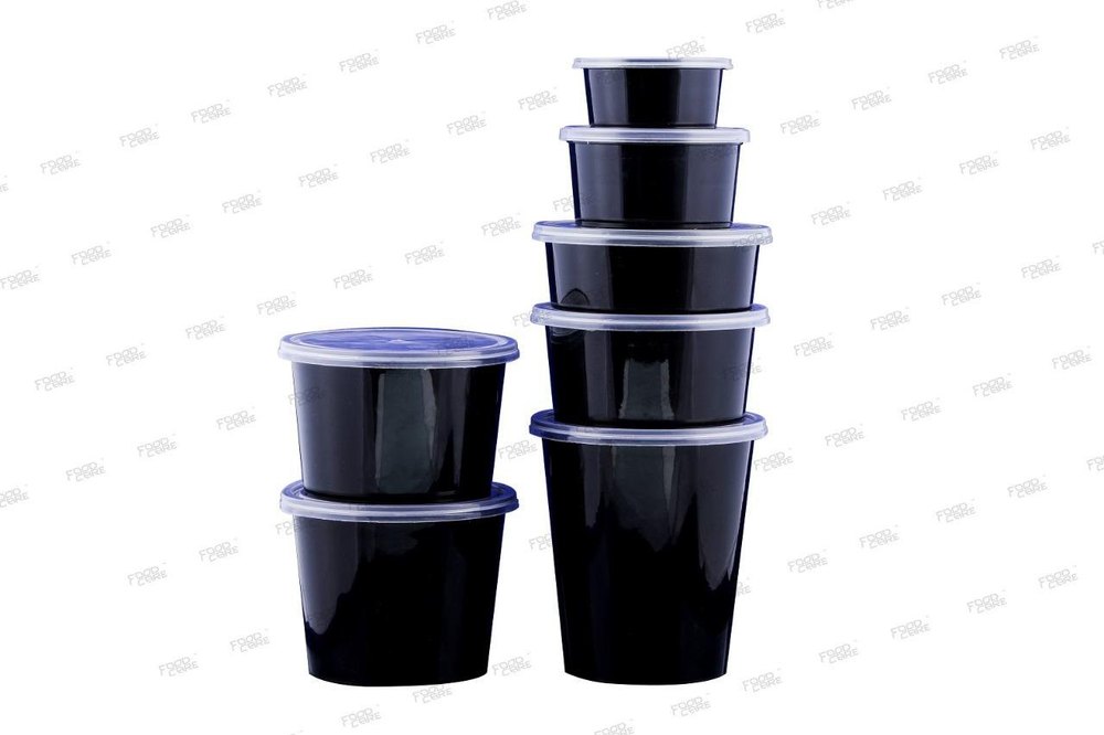 Black Round Food Packaging Container, Packaging Size: 1500 ml, Packaging Type: Box